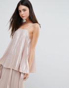Warehouse Pleated Lame Top - Pink