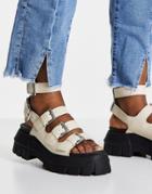 Topshop Peace Leather Chunky Buckle Sandal In White