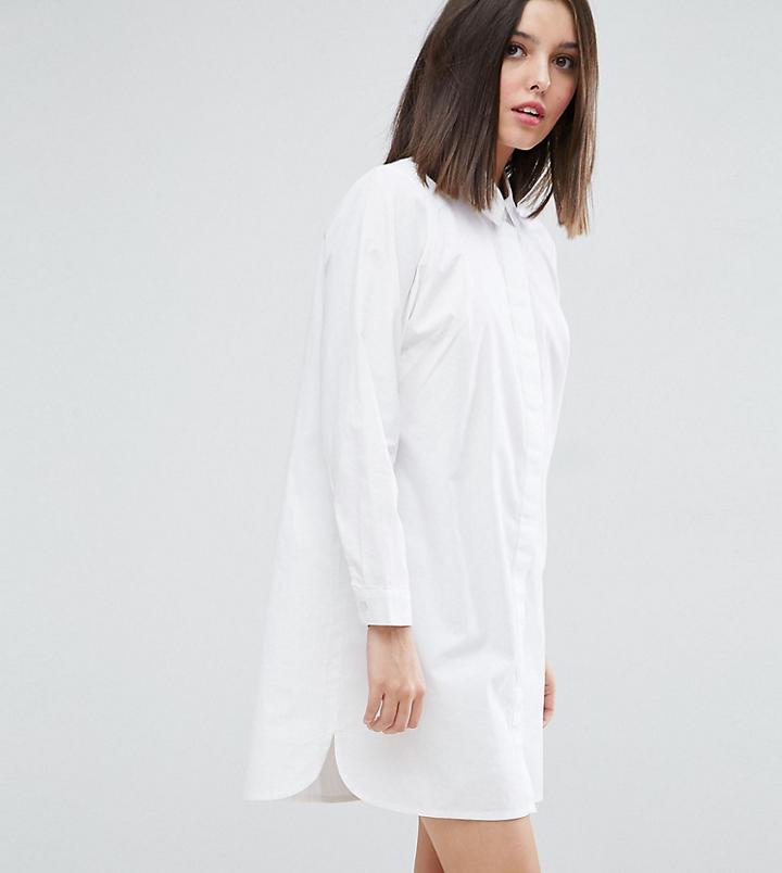 Asos Petite Cotton Mini Shirt Dress - White