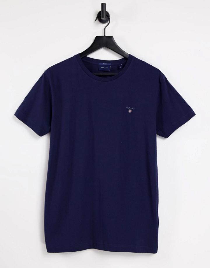 Gant Original Logo T-shirt In Evening Blue Navy