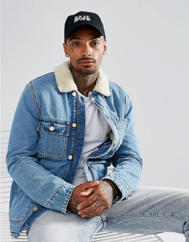 Asos Baseball Cap In Black With Daze Embroidery - Black