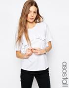 Asos Tall T-shirt With Ruffle Front - White
