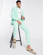Asos Design Wedding Super Skinny Suit Pants In Green Crepe-pink