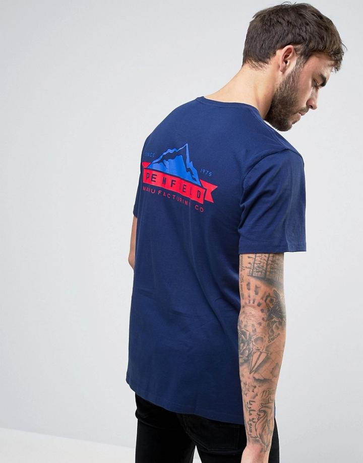 Penfield Back Mountain Logo T-shirt In Navy Exclusive - Navy