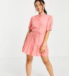 Miss Selfridge Petite Shirt Dress In Coral-pink