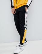 Penn Sport Skinny Joggers In Black With Logo Side Stripe - Black
