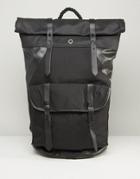 Stighlorgan Ronan Backpack With Roll Top In Canvas With Leather Trim -