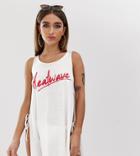 Asos Design Petite Heatwave Jersey Beach Cover Up With Split Sides-white