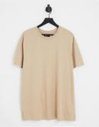 Brave Soul Oversized T-shirt In Taupe-neutral