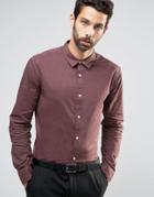 New Look Smart Shirt In Dark Pink In Regular Fit - Red