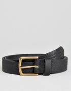 Asos Leather Belt With Emboss - Black