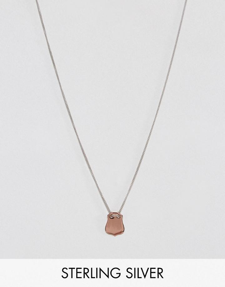Asos Rose Gold Plated And Sterling Silver Tag Necklace - Multi