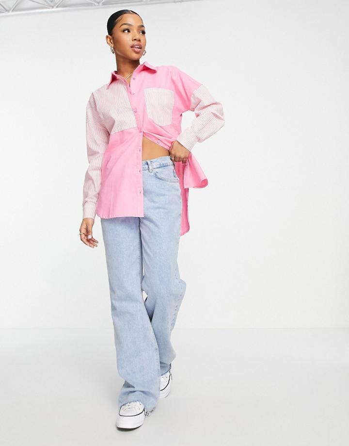 Influence Stripe Poplin Shirt In Pink