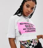 Collusion Cropped T Shirt With Neon Print-white