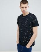 Stradivarius T-shirt In Black With Paint Splatter - Black