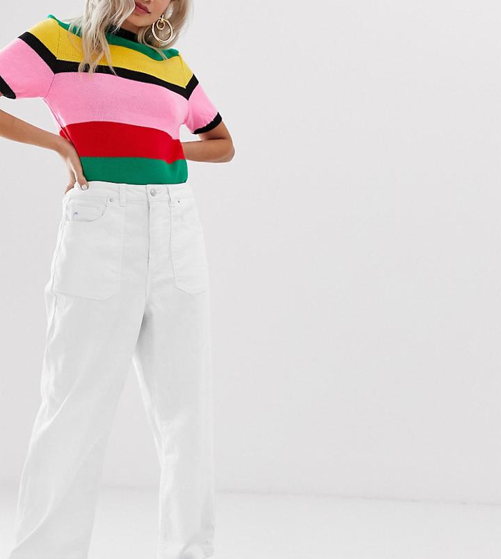 Vero Moda Petite Cropped Wide Leg Jean With Pocket Detail - White