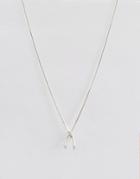 Dogeared Sterling Silver Wish! Large Wishbone Pendant With Sparkle Necklace - Silver