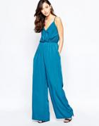 Love Cami Strap Jumpsuit - Petrol Blue