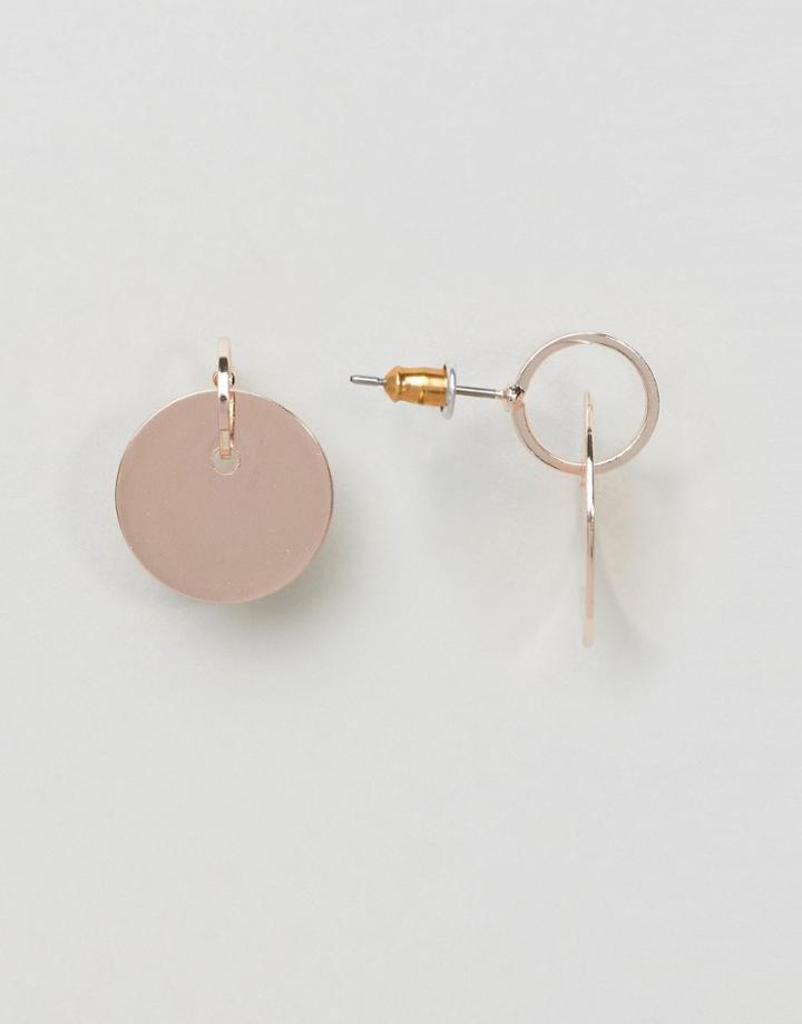 Asos Flat Disc Stud Earrings - Copper