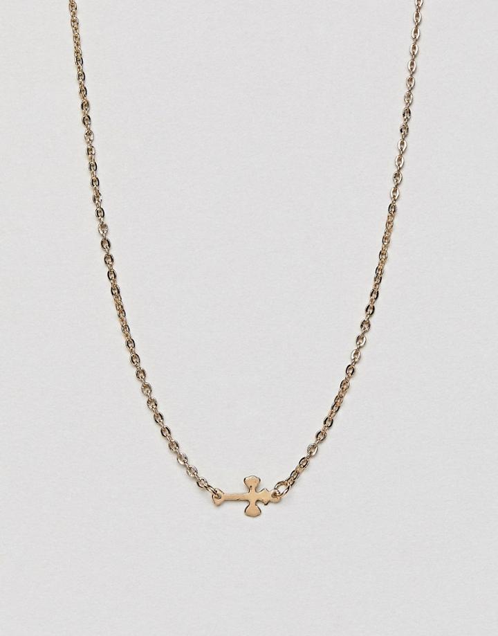 Designb London Cross Necklace - Gold