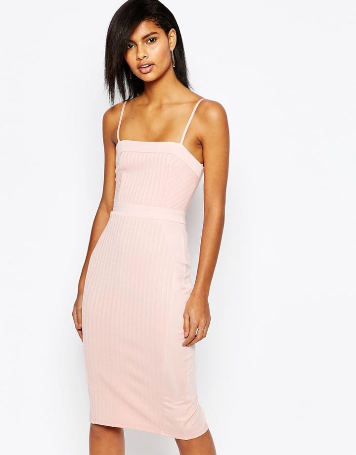 Asos Strappy Bandage Midi Pencil Dress - Nude
