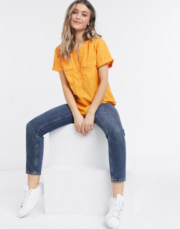 J. Crew Short-sleeve Garment-dyed Shirt In Orange