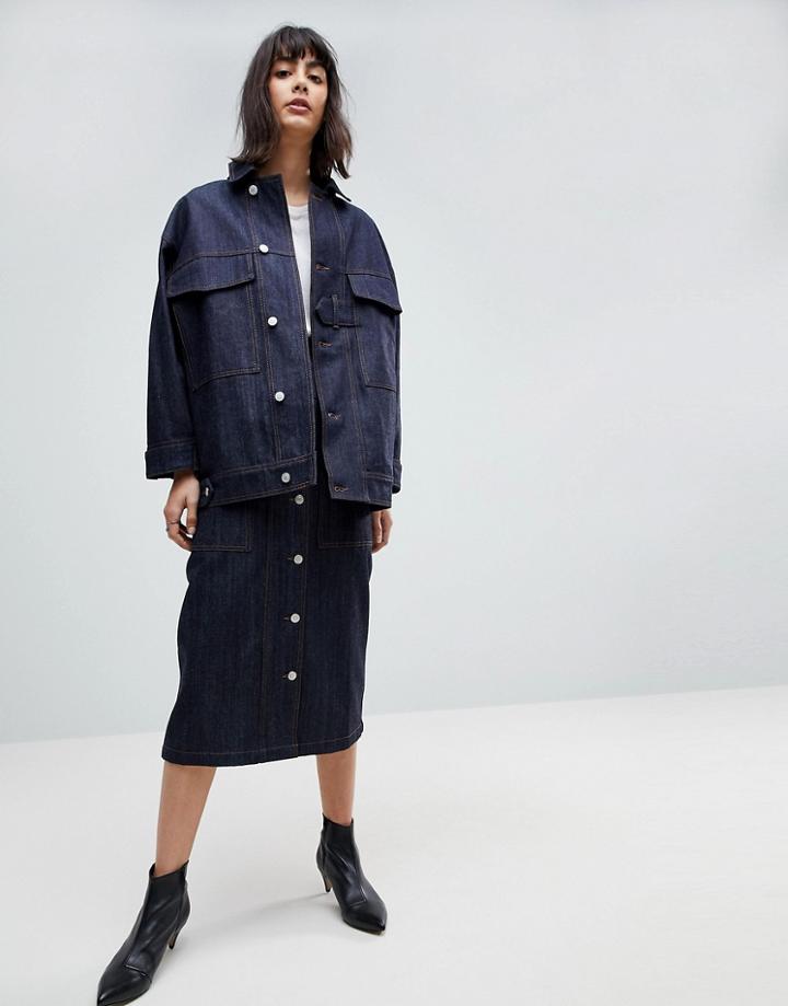 Asos White Co-ord Utility Oversized Denim Jacket - Blue