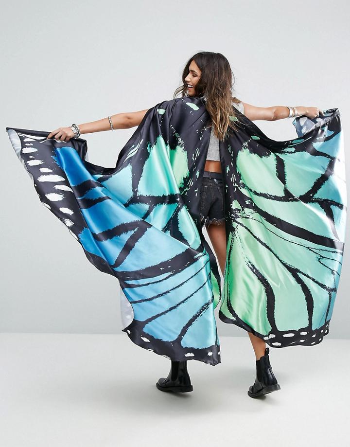 Club L Festival Dress Up Blue Butterfly Wings Festival Cape - Multi