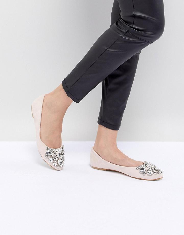 Chi Chi London Embellished Ballerina Flat - Pink