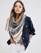 Pieces Woven Oversized Scarf In Tabacco And Grey Mix - Gray