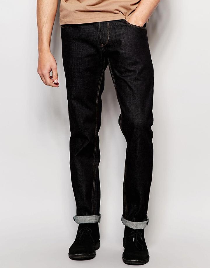 Dickens And Browne Slim Fit Trim Button Fly Jean - Navy