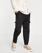 Pull & Bear Loose Fit Cargo Pants In Black