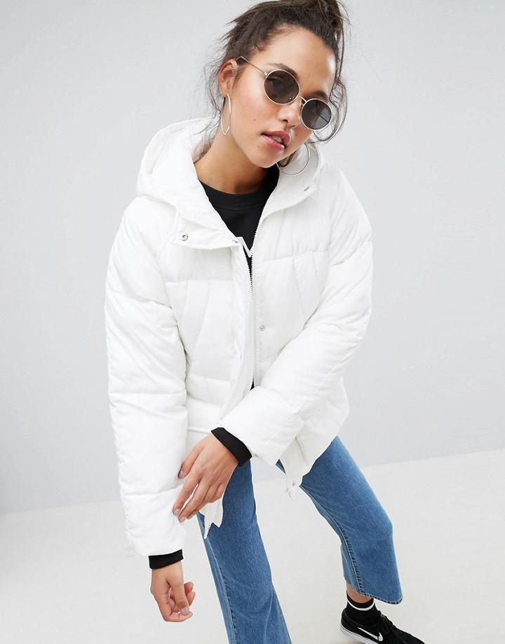Asos Puffer With Pocket Detail - White