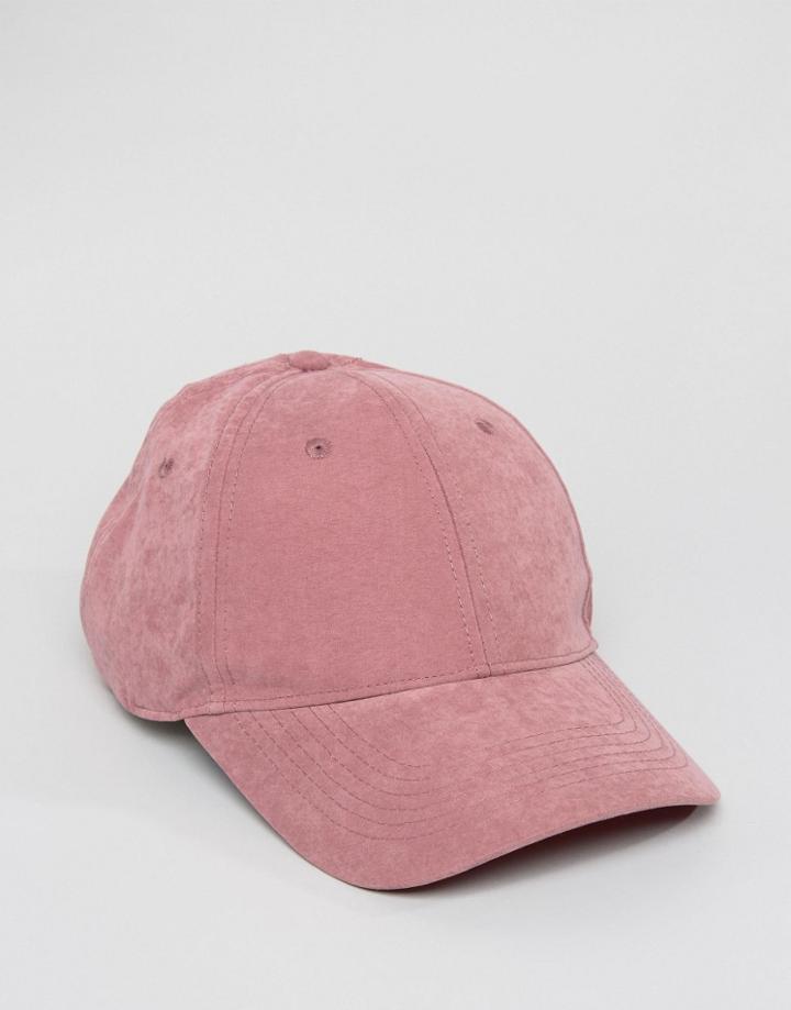 Asos Baseball Cap In Pink Peached Texture - Pink