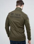 Schott Sheffield M65 Jacket Back Print & Badge In Green - Green