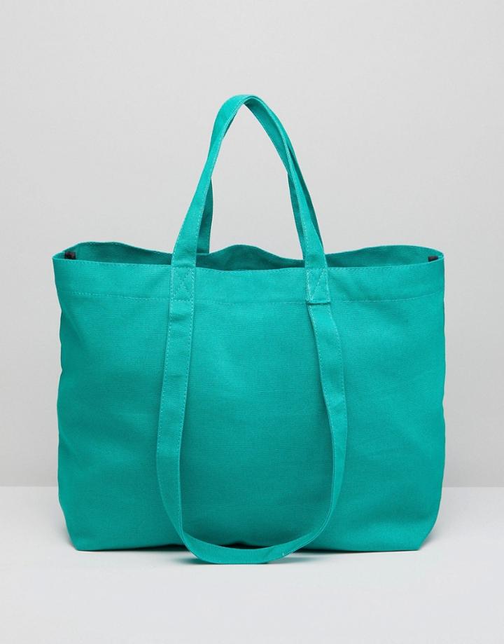 Asos Sustainable Cotton Double Handle Summer Shopper - Green