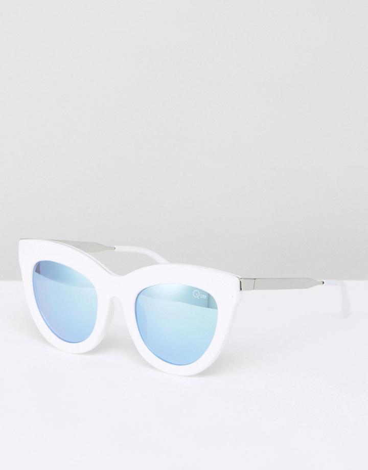 Quay Australia Eclipse Cat Eye Sunglasses With Lilac Tinted Lens - White