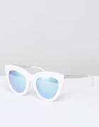 Quay Australia Eclipse Cat Eye Sunglasses With Lilac Tinted Lens - White