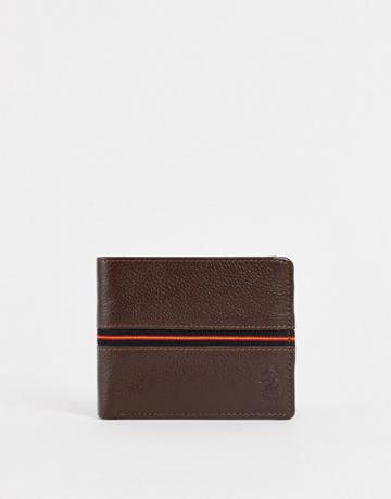 Luke Milled Leather Billfold Wallet-brown