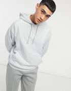 Asos Daysocial Oversized Hoodie With Rubberized Logo Patch In Gray-blues
