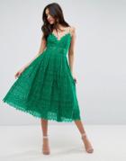 Asos Lace Cami Midi Prom Dress - Green