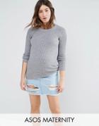 Asos Maternity Sweater With Crew Neck In Rib - Gray