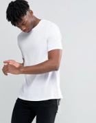 Asos Longline T-shirt With Tie Lace Up Sides - White