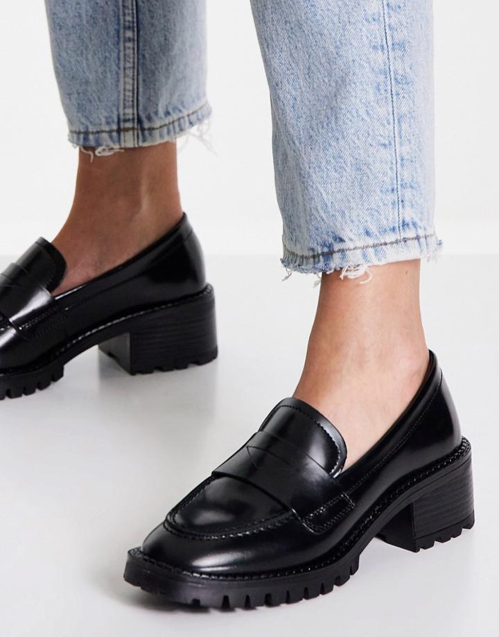 & Other Stories Leather Chunky Heel Loafers In Black