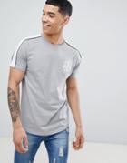 Dfndt-shirt With Back Grid Panel And Shoulder Stripe - Gray