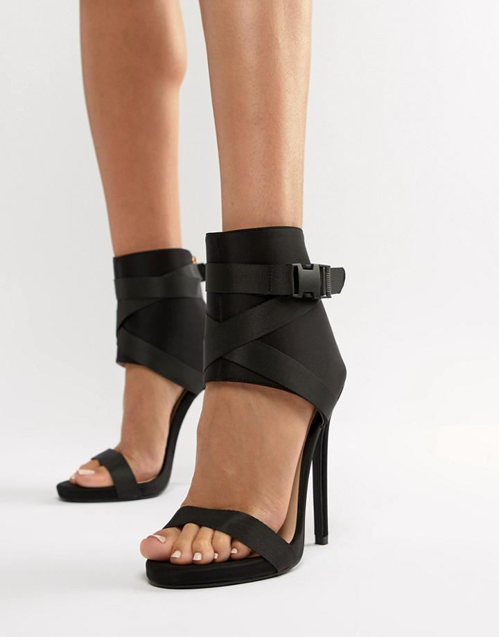 Simmi London Jamilla Black Buckle Detail Stiletto Boots
