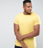 Asos Plus Muscle Fit T-shirt With Roll Sleeve - Yellow