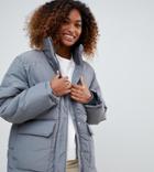 Weekday High Neck Padded Jacket With Drawstring-gray