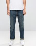 Asos Relaxed Jeans In Dark Blue Wash - Blue