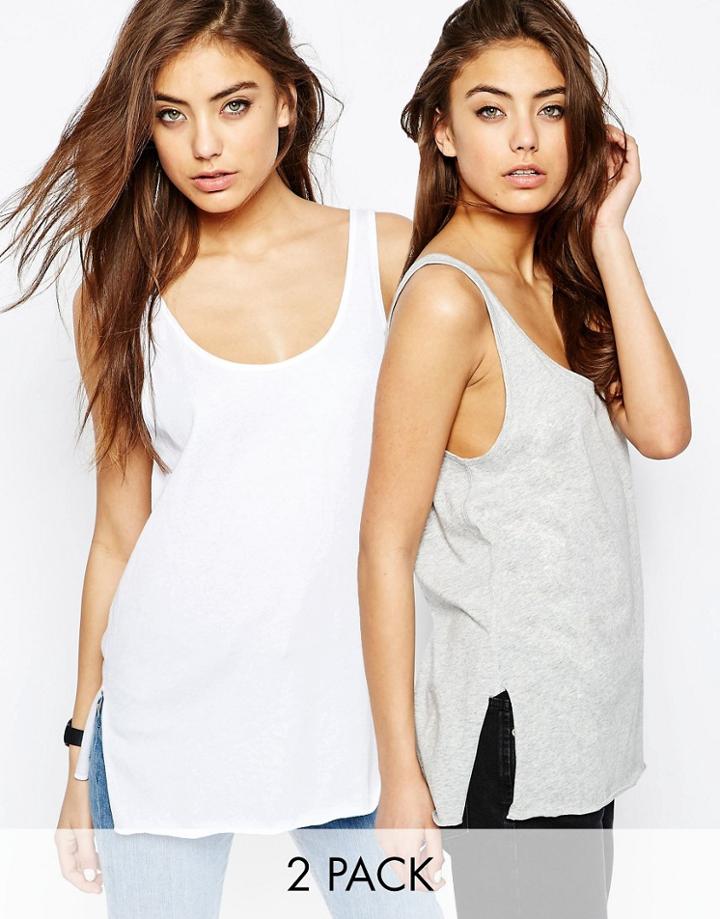 Asos Cotton Jersey Tank 2 Pack - Gray